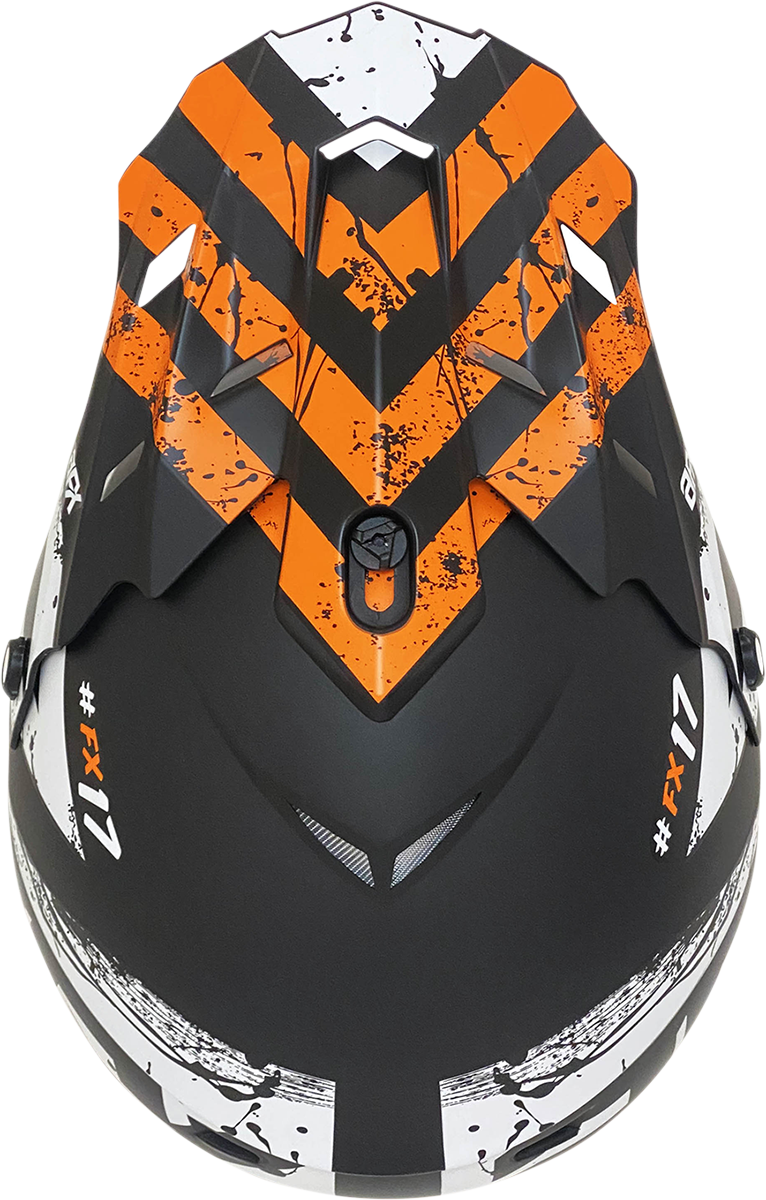 Bill's Exhausts AFX FX-17Y Attack helmet in matte black and orange, large size, with aerodynamic design and clear visor.