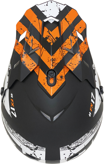Bill's Exhausts AFX FX-17Y Attack helmet in matte black and orange, large size, with aerodynamic design and clear visor.