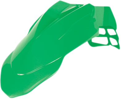 A green Acerbis Supermoto front fender for motorcycle, showcasing its curved body design and vibrant color.