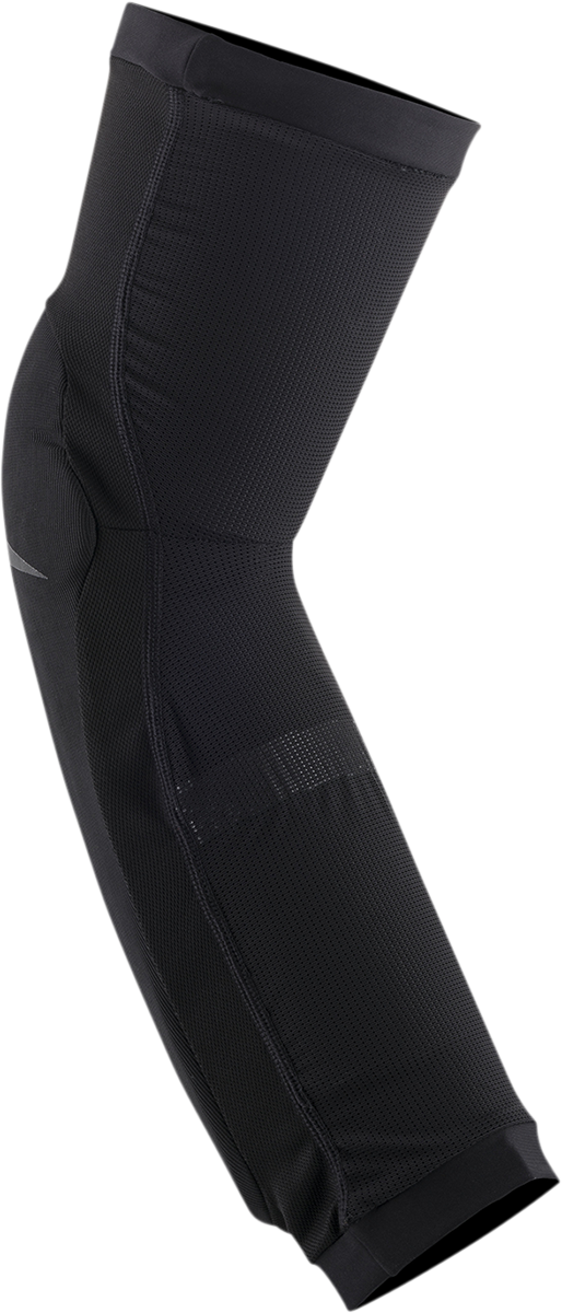 Alpinestars Paragon Plus black elbow guards in small size, protective gear with adjustable straps and padded elbow protection.