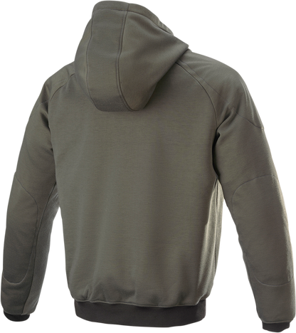 Green Alpinstars Ageless Hoodie in Small size with front pocket and hood, featuring the Alpinstars logo on the chest.