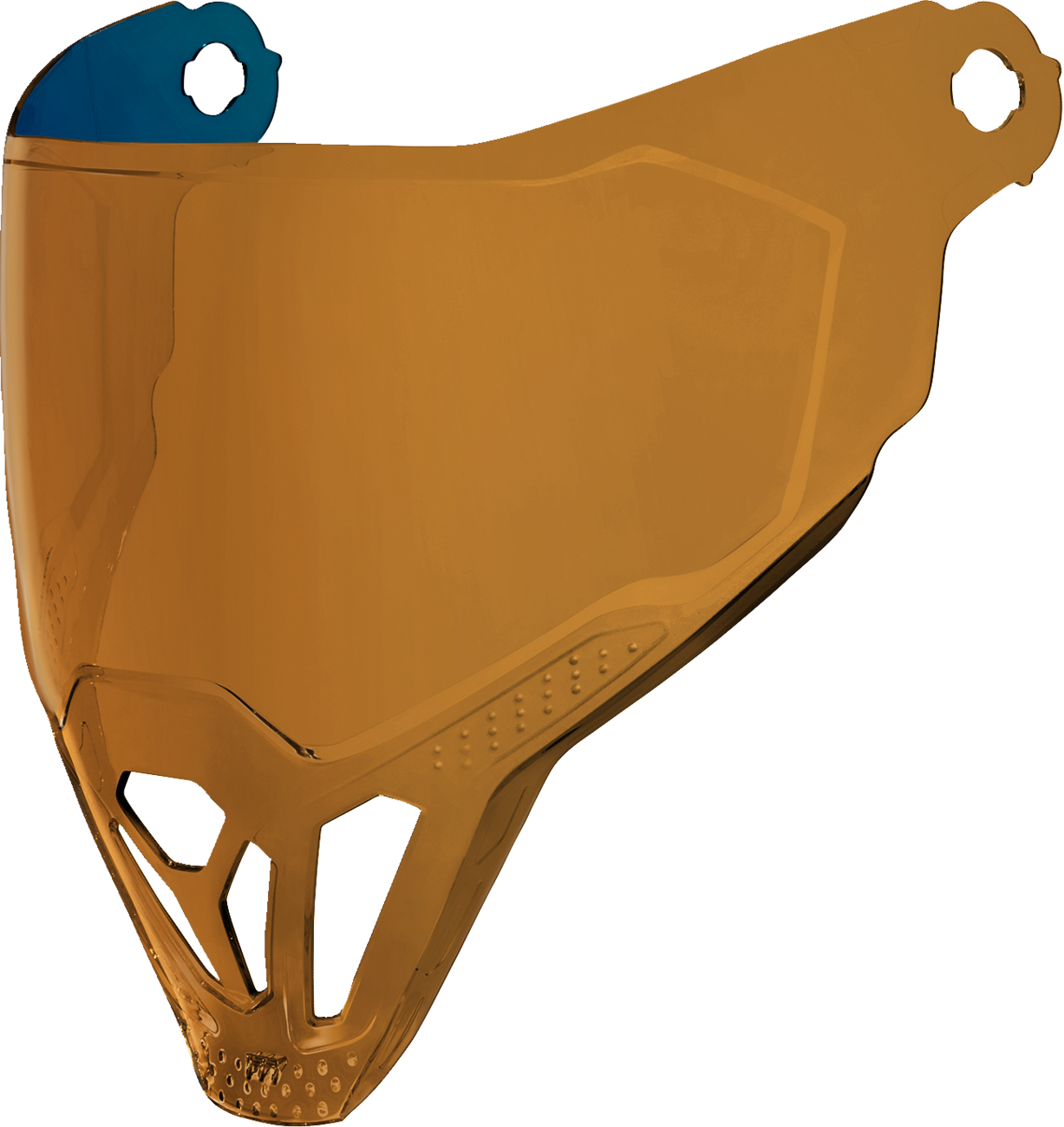 Bill's Exhausts ICON Airflite™ ForceShield™ motorcycle helmet part in RST Bronze, with detailed close-up of the helmet's interior and shield.