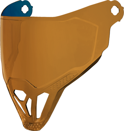 Bill's Exhausts ICON Airflite™ ForceShield™ motorcycle helmet part in RST Bronze, with detailed close-up of the helmet's interior and shield.