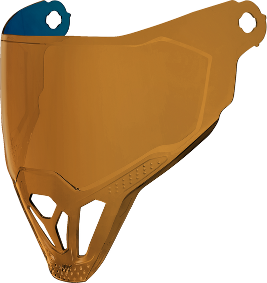 Bill's Exhausts ICON Airflite™ ForceShield™ motorcycle helmet part in RST Bronze, with detailed close-up of the helmet's interior and shield.