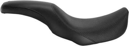 Black SADDLEMEN Profiler Basket-weave motorcycle seat for Dyna '06-'17, featuring detailed basket-weave design.