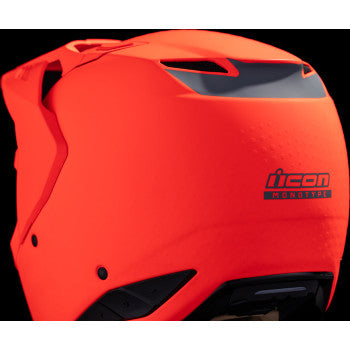 Red ICON Elsinore™ helmet in medium size, featuring a sleek design and Monotype finish, ideal for motorcycle riders.