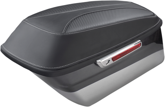Saddlemens Dominator L870-14-D saddlebag cover for motorcycle seats, shown in black with textured finish.
