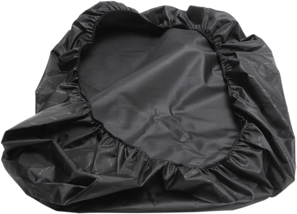 SADDLEMEN XL Stepup Rain Seat Cover on motorcycle seat, designed for weather protection and durability
