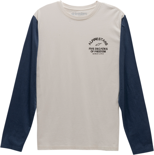 Alpinestars Decades long-sleeve T-shirt in natural color, size XL, featuring brand logo and casual style.
