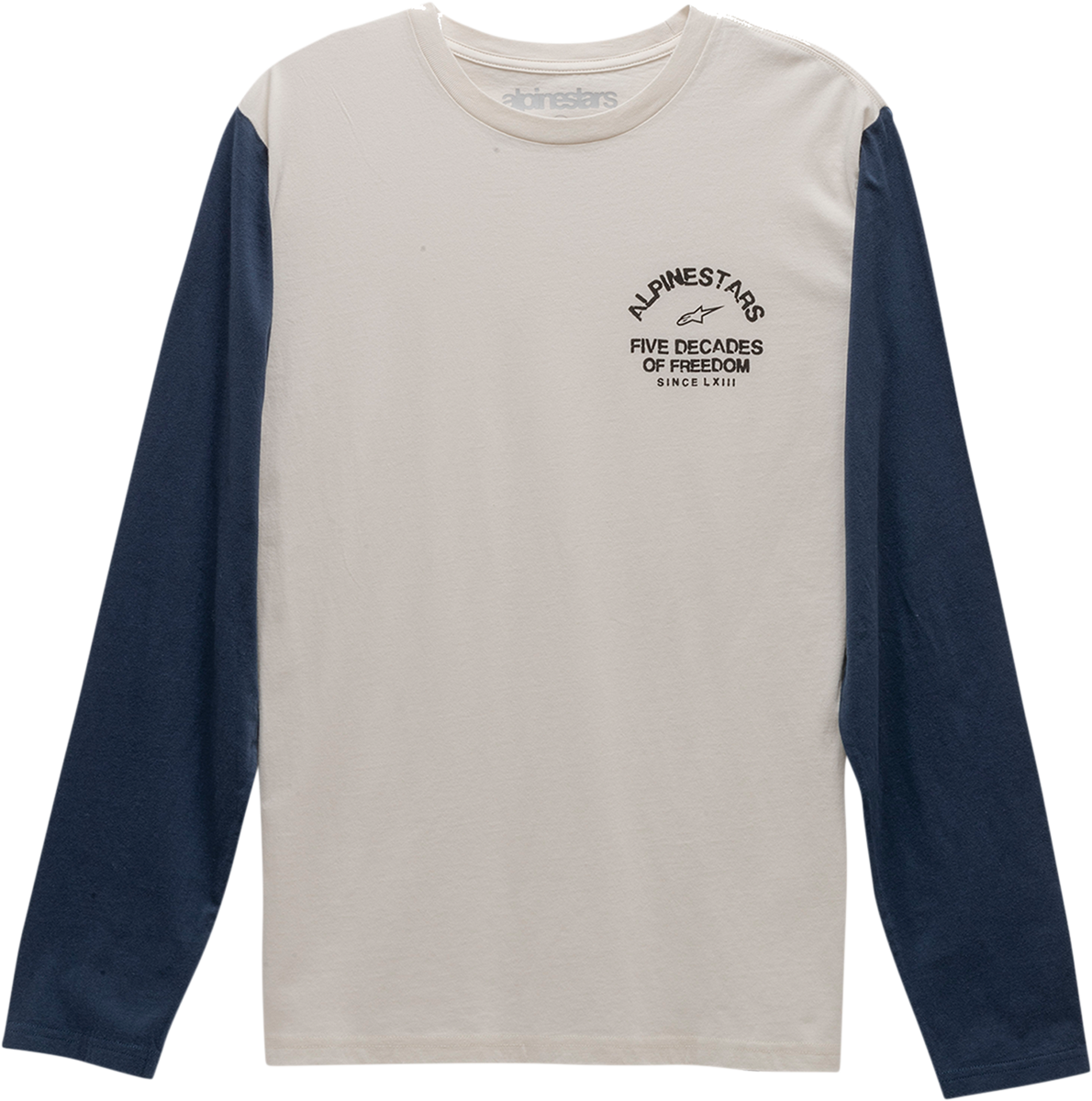Bill's Exhausts ALPINESTARS Decades long-sleeve T-shirt in natural color, medium size, featuring a casual design.