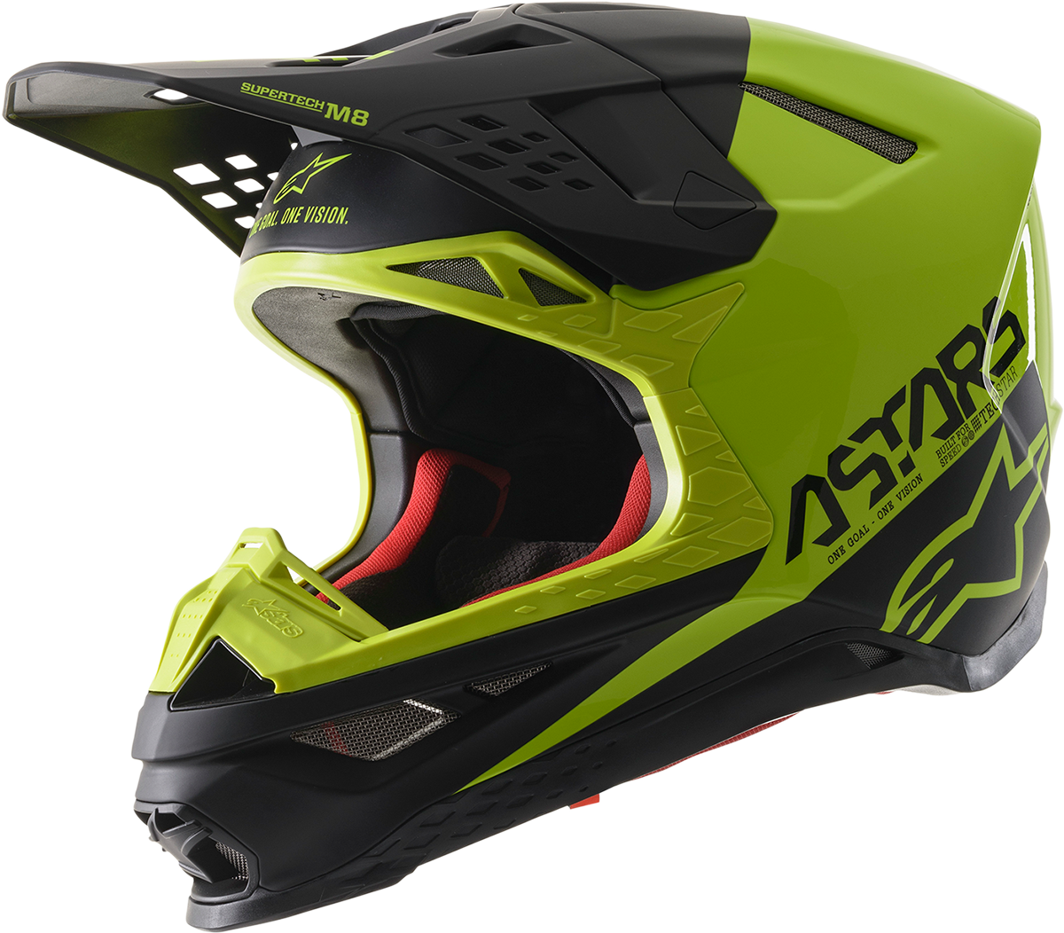 Alpinestars Supertech M8 Echo helmet in black and yellow with MIPS®, small size, racing helmet for motorsport safety.