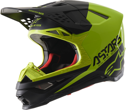 Alpinestars Supertech M8 Echo helmet in black and yellow with MIPS®, small size, racing helmet for motorsport safety.