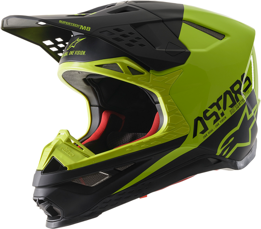 Alpinestars Supertech M8 Echo helmet in black and yellow with MIPS®, small size, racing helmet for motorsport safety.