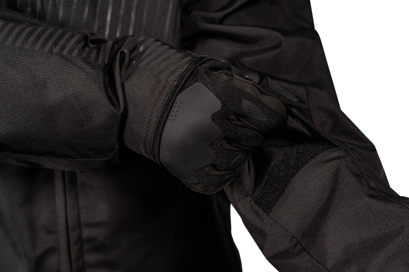 Black ICON Women’s PDX3™ jacket in XS, shown with front zipper and collar, designed for stylish and functional outdoor wear.
