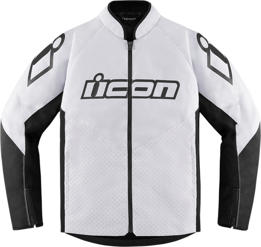 Bill's Exhausts ICON Hooligan™ CE Jacket in white, XL, showcasing the stylish design and durable fabric.