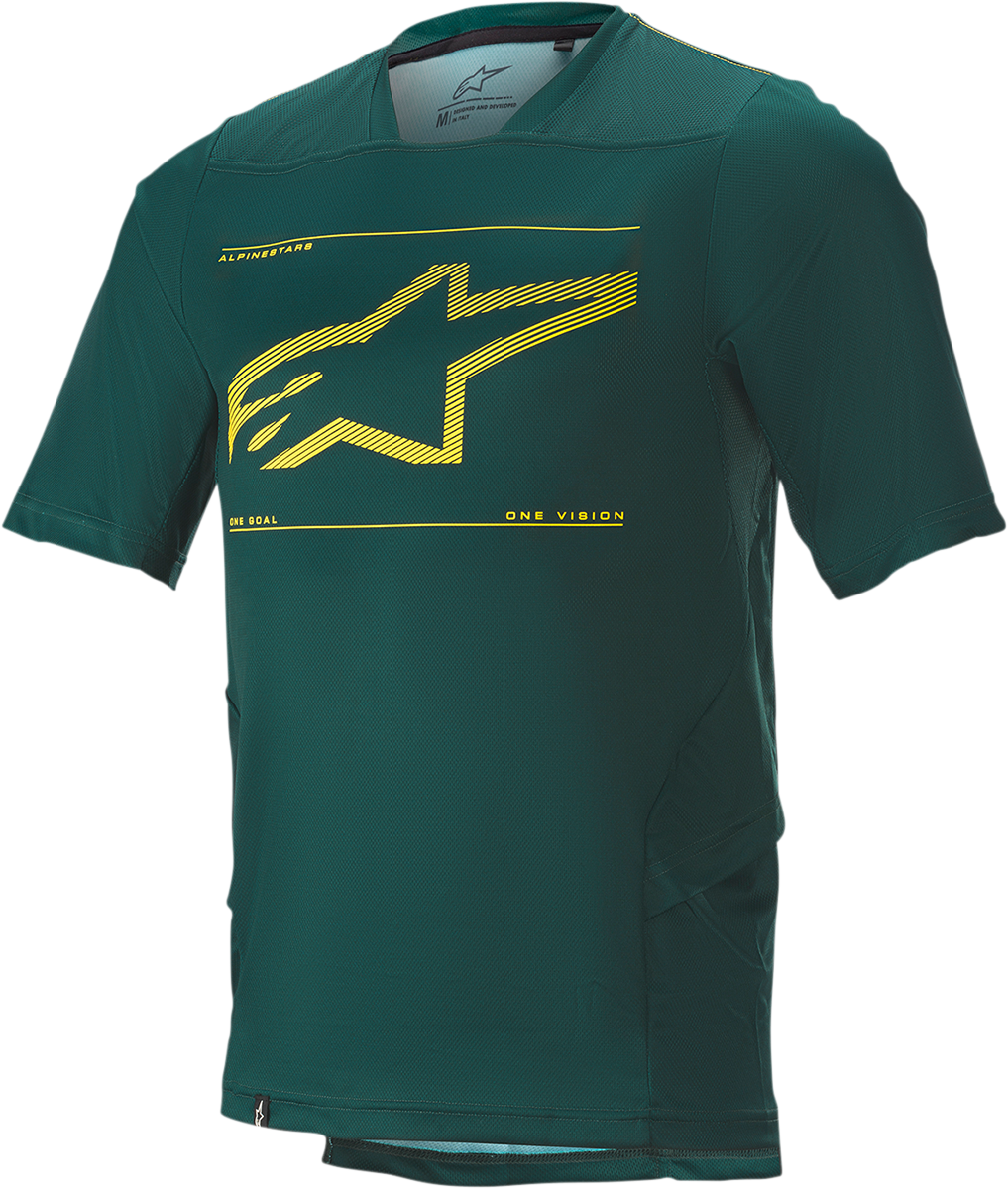 Green Bill's Exhausts ALPINESTARS Drop 6.0 short-sleeve jersey in large size, featuring breathable fabric and athletic fit.