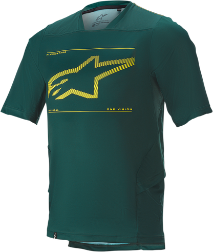 Green Bill's Exhausts ALPINESTARS Drop 6.0 short-sleeve jersey in large size, featuring breathable fabric and athletic fit.