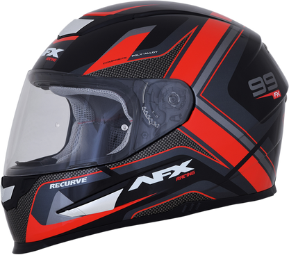 Black and red AFX FX-99 Recurve helmet in XL size with a sleek aerodynamic design and clear visor.
