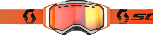 Scott Prospect Snow Cross Goggle in gray and orange with light-sensitive chrome lenses, designed for winter sports and snowboarding activities.