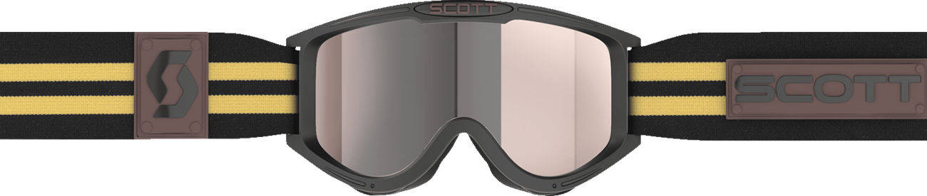 Scott 89X Era motocross goggles in black and beige with silver chrome lens, designed for high-performance riding.