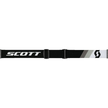 Scott split OTG premium black and white goggles with clear lenses, designed for comfortable vision and protection.