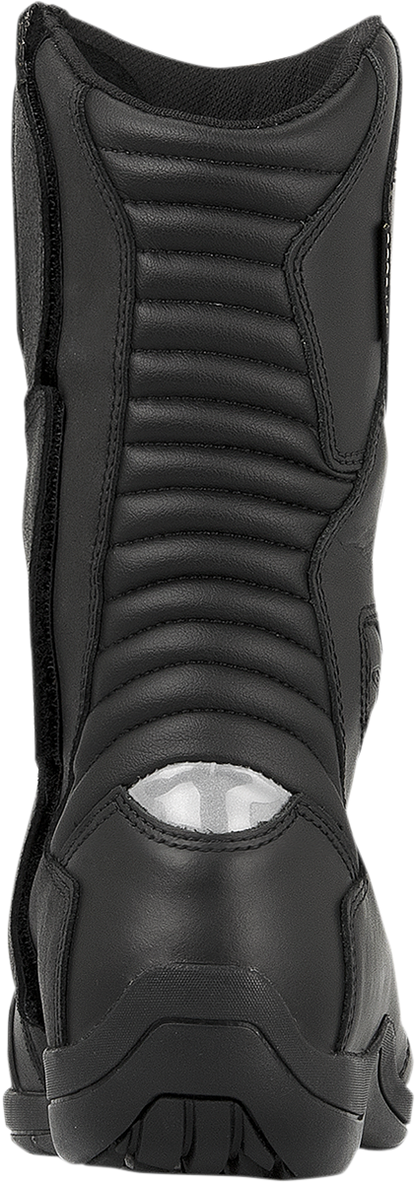 Black Alpinestars Web Gore-Tex motorcycle boots in US 6.5 / EU 40 with durable waterproof Gore-Tex material and secure lacing.