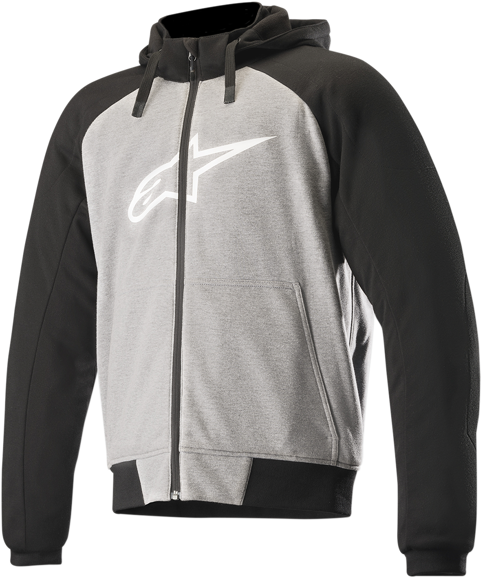 Gray Alpinestars Chrome Sport Hoodie, large size, showing front view with hood and logo, casual style and comfortable fit.