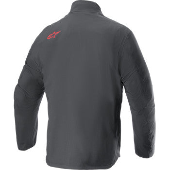 Alpinestars AMT Storm Gear Drystar XF black motorcycle jacket, large size, with protective design and waterproof features.