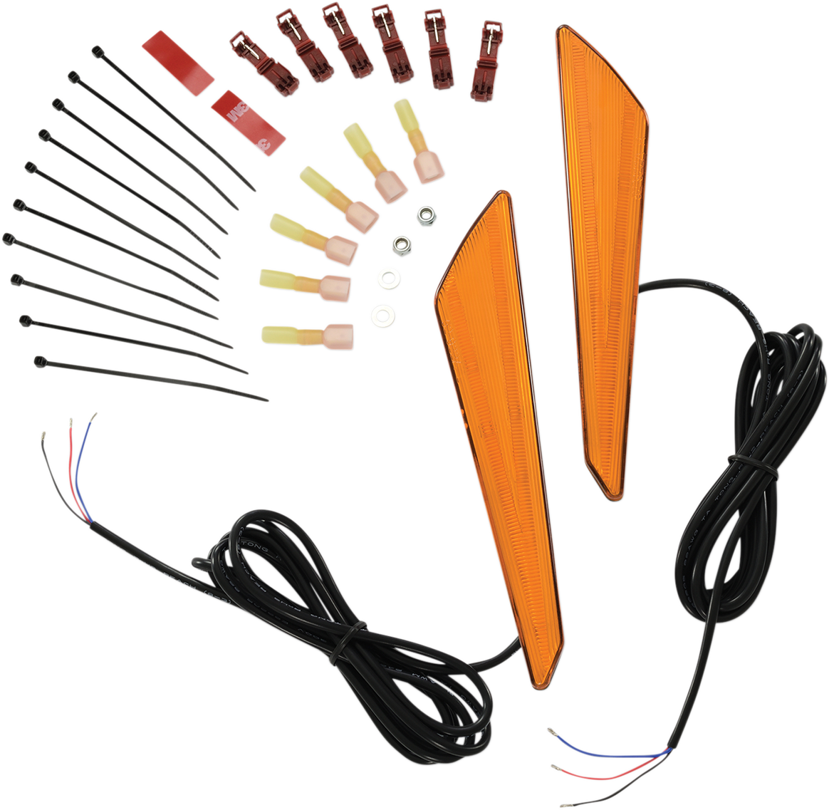 Bill's Exhausts Show Chrome LED Marker Lights for GL1800 motorcycle engine, amber color, mounted on engine components.