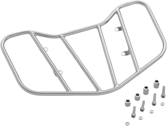 Chrome engine luggage rack for motorcycles, designed by Bill's Exhausts, featuring a sturdy, polished chrome finish.