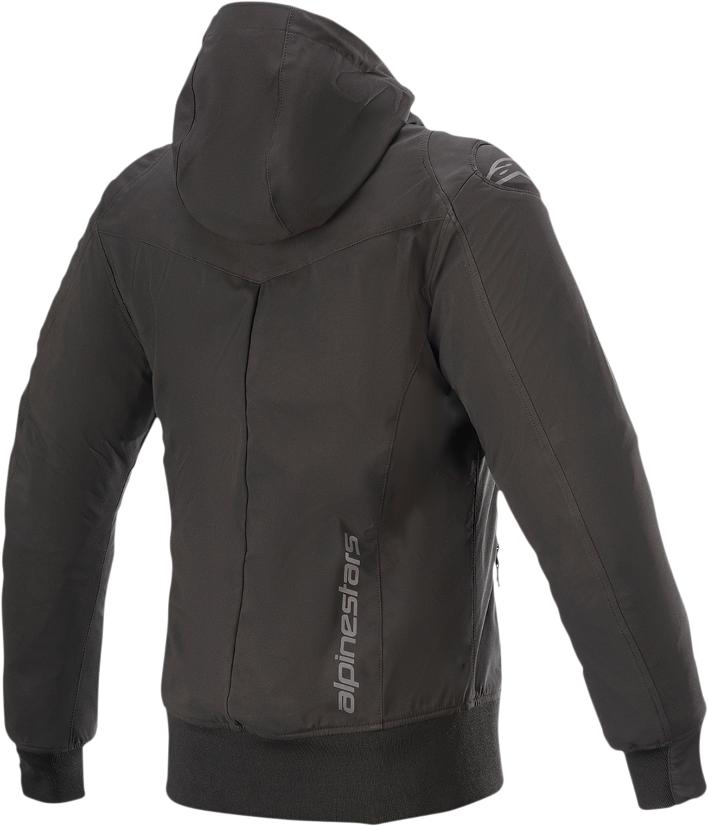 Black Bill's Exhausts Alpinstars Stella Sektor v2 Tech Hoodie, small size, with front logo and casual fit.