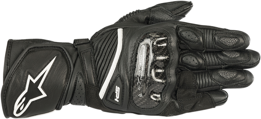 Alpinestars Women Stella SP-1 V2 motorcycle gloves in black, large size, showing padded knuckles and secure wrist closure.