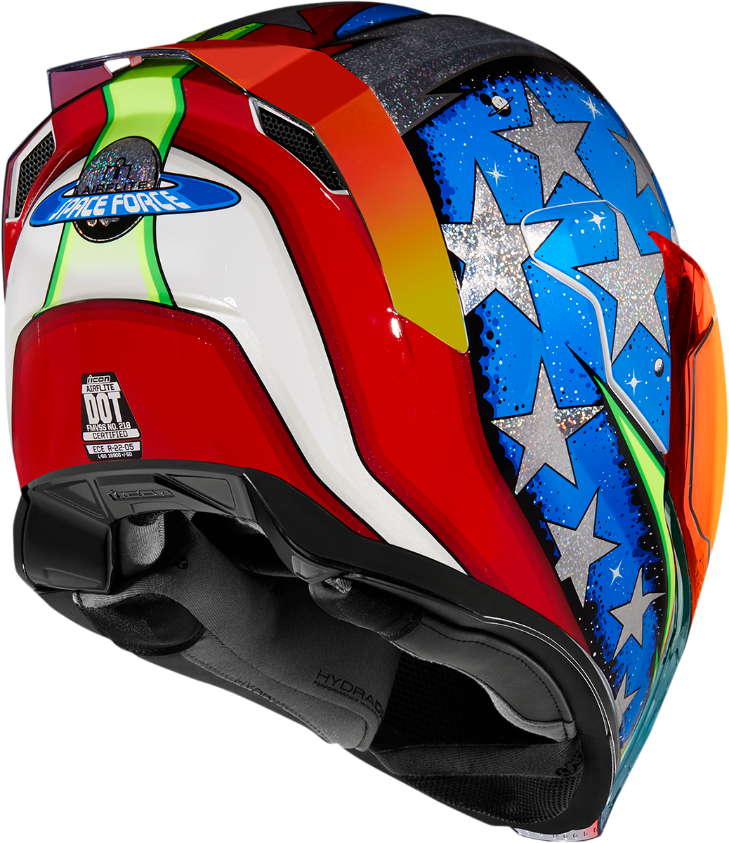Icon Airflite™ Helmet SF Glory in medium size, featuring a sleek design with vibrant graphics and aerodynamic shape.