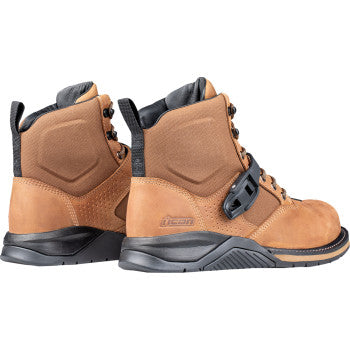 Icon Superduty6 safety toe boots in brown, US 9.5, with sturdy leather construction and safety features.