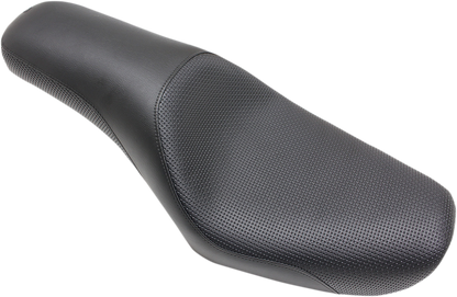 Black SADDLEMEN Profiler Basket-weave motorcycle seat for FXDWG, featuring textured leather and ergonomic design.
