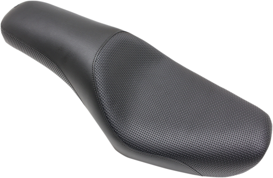 Black SADDLEMEN Profiler Basket-weave motorcycle seat for FXDWG, featuring textured leather and ergonomic design.
