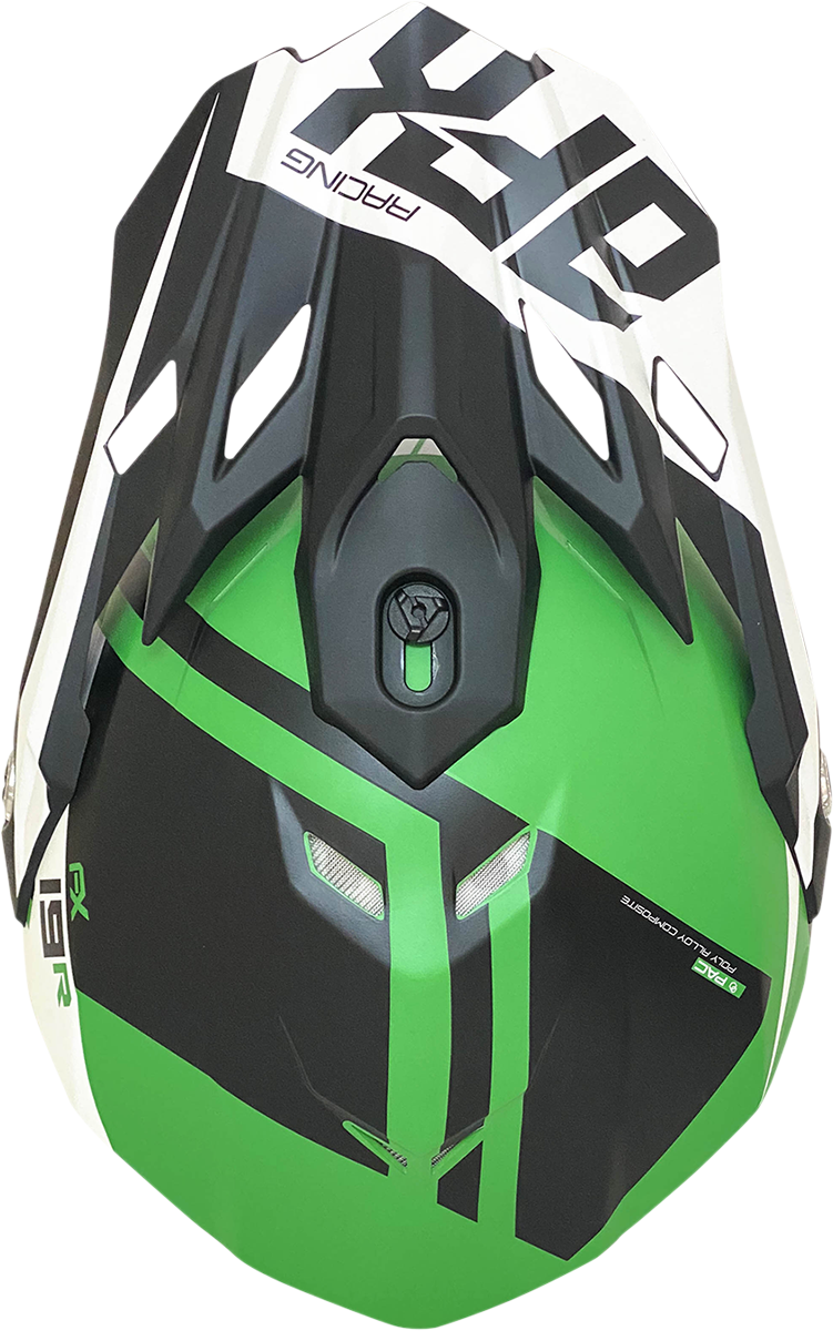 Matte green AFX FX-19R racing helmet in medium size, featuring a sleek design with ventilation and aerodynamic features.