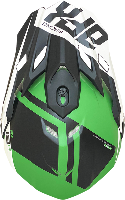 Matte green AFX FX-19R racing helmet in medium size, featuring a sleek design with ventilation and aerodynamic features.
