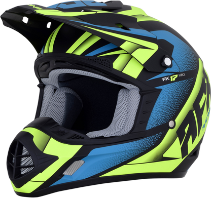 Bill's Exhausts AFX FX-17 helmet in matte black with green and blue accents, 2XL size, featuring a sleek motorcycle helmet design.