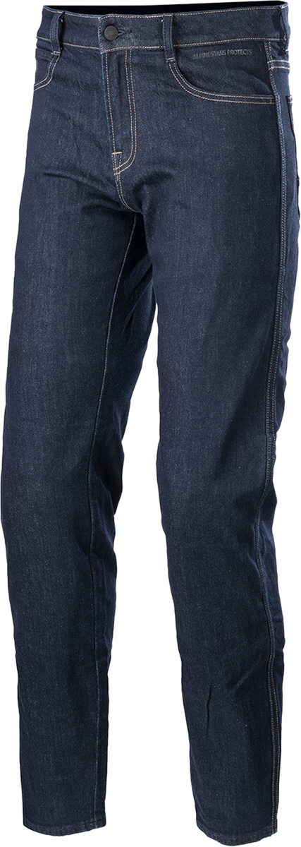 Bill's Exhausts Alpinestars Sektor motorcycle pants in medium blue, US 40 / EU 56, with reinforced knee areas and branding details.