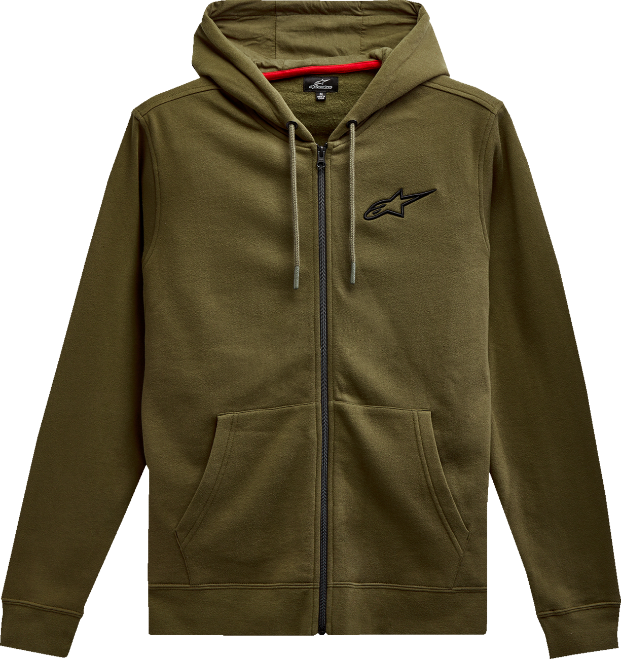 Alpinestars Ageless zip hoodie in military black, XL size, featuring a comfortable fit and stylish design.