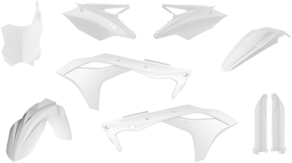 White Acerbis full replacement body kit for motorcycles, showcasing smooth panels and aerodynamic design.