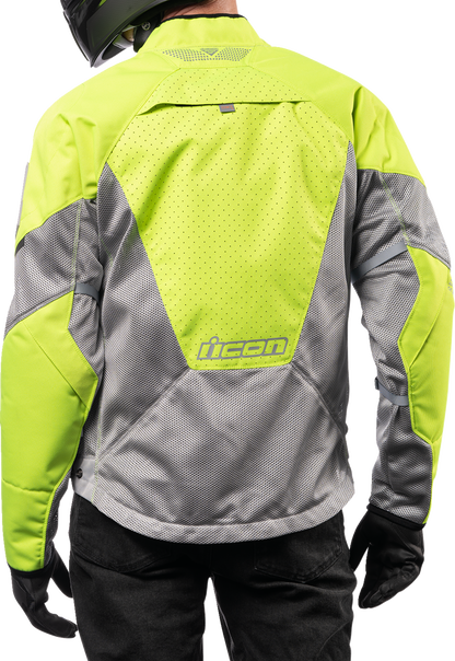Gray and Hi-Vis ICON Mesh AF™ Jacket by Bill's Exhausts, small size, with breathable mesh fabric and reflective details.
