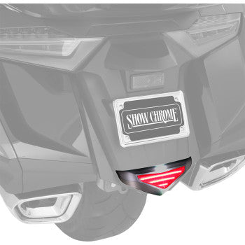 Chrome lower trim light for rear fender of Honda GL1800 motorcycle, manufactured by Bill's Exhausts, shown on a chrome-finished part.