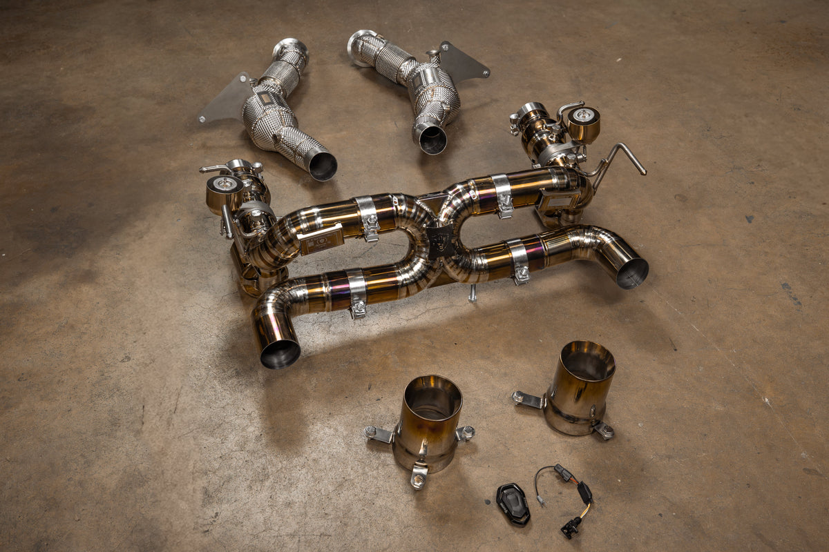Valvetronic Designs Ferrari F8 valved sport exhaust system with titanium exhaust tips
