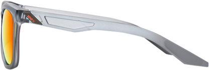 100% Hudson Sunglasses - Crystal Gray - Red Mirror 61028-255-43 - Howling Moto