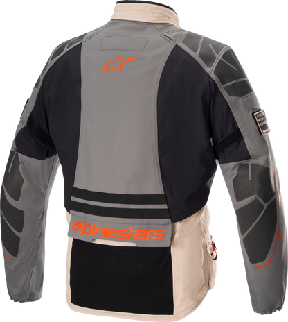 Alpinestars AMT 10-R Drystar XF motorcycle jacket in black and gray, 2XL size, featuring protective armor and reflective details.