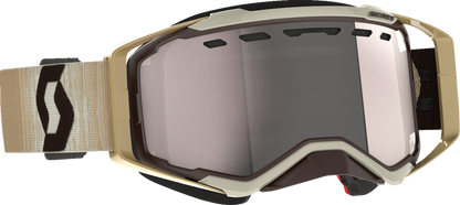 Scott Prospect Snow Cross Goggle in beige and brown with silver chrome enhancer, designed for winter sports and snowboarding.
