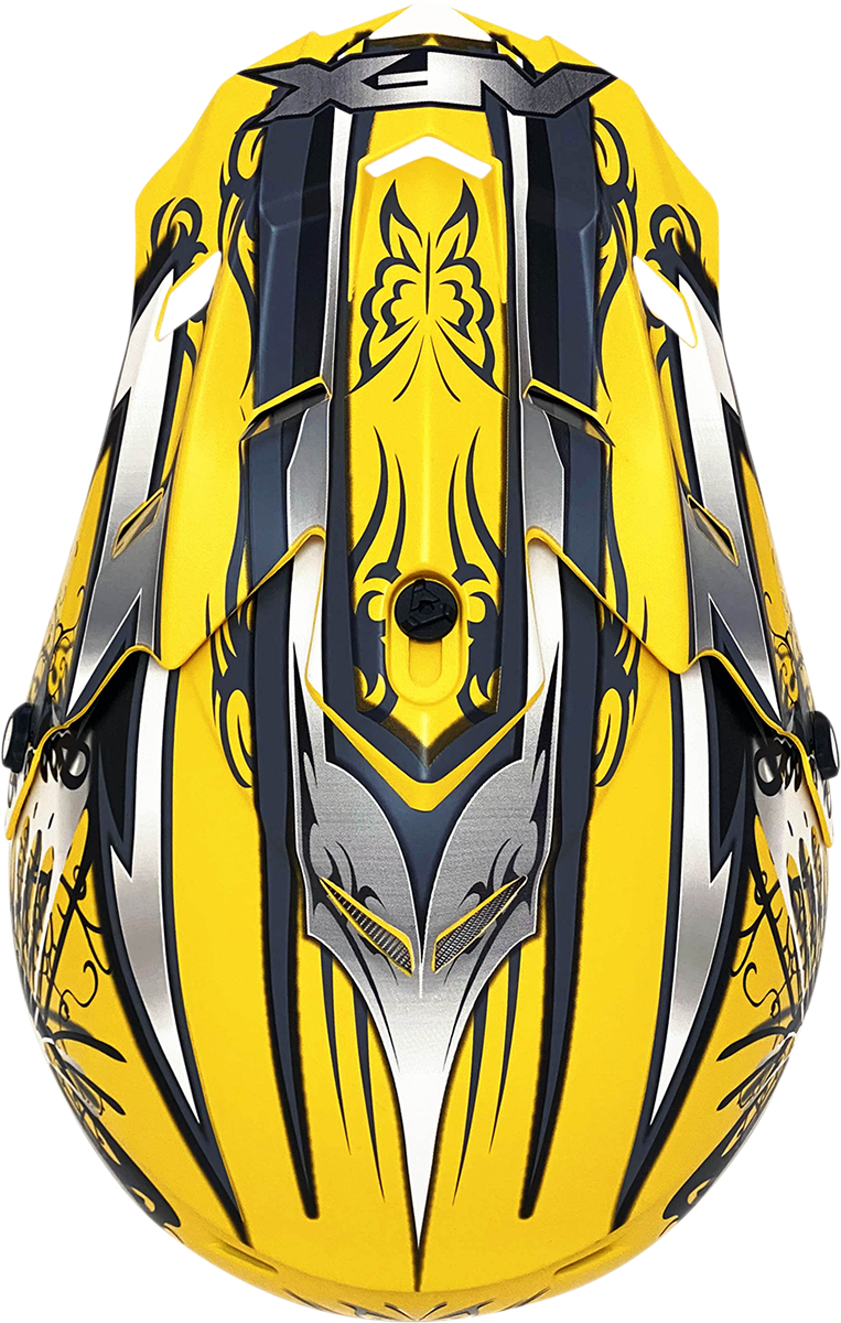 Bill's Exhausts AFX FX-17 Butterfly helmet in matte yellow, XL size, with aerodynamic helmet design and secure strap features.
