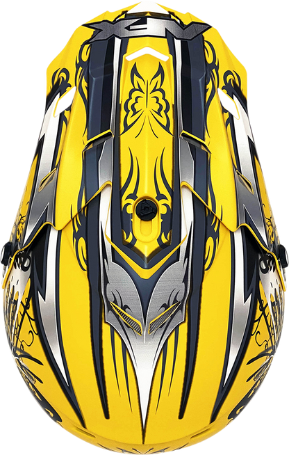 Bill's Exhausts AFX FX-17 Butterfly helmet in matte yellow, XL size, with aerodynamic helmet design and secure strap features.